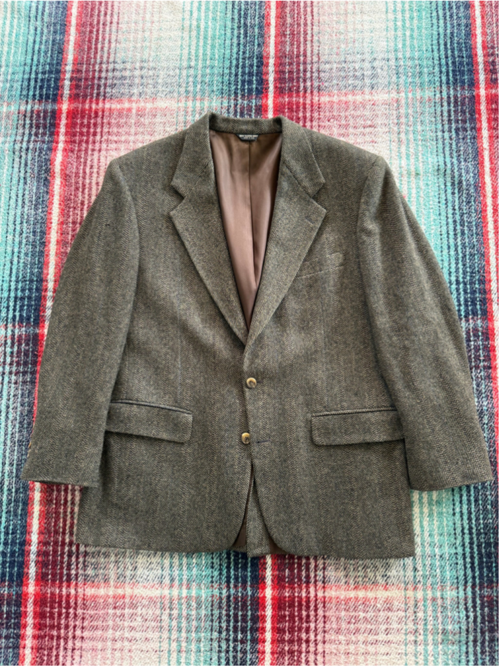 Vintage Wool Herringbone Made in USA Blazer 44